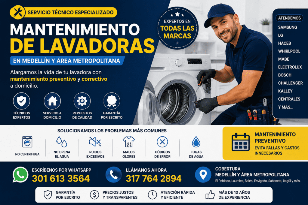 Mantenimiento de lavadoras en Medellín